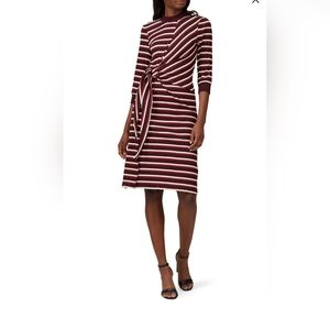 Kinley Striped 3/4 Sleeve Tie Knot Midi Strech Dress Womens XL